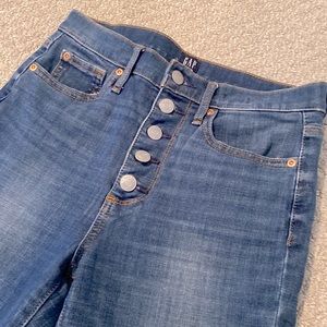 GAP High Waist Stretch Distressed Hem True Skinny Jeans